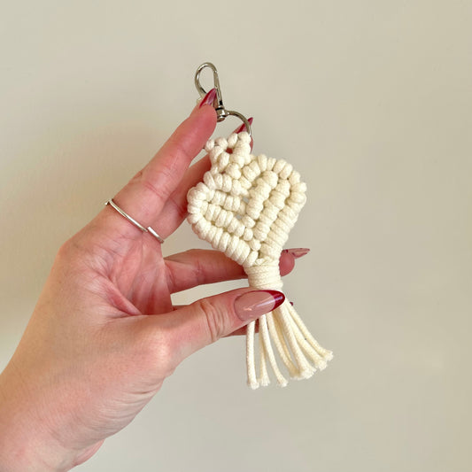 Macrame Heart Keychain – Handmade Cotton Boho Key Ring Gift for Her