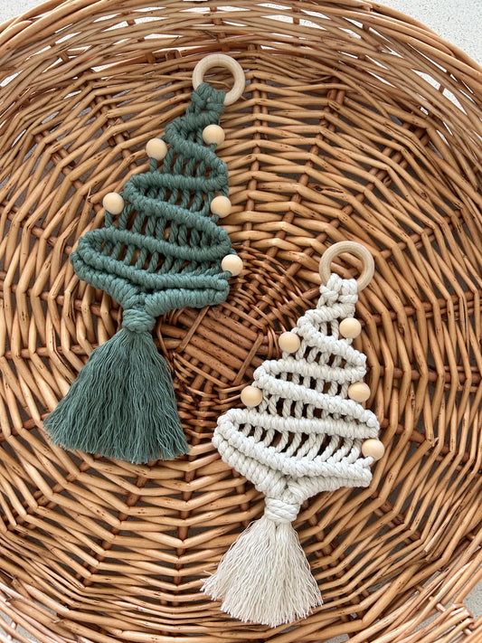 Handmade Macrame Christmas Tree Ornament - Boho Wall Hanging Holiday Decor