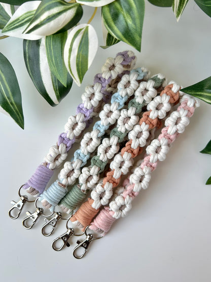 Flower Macrame Wristlet Keychain