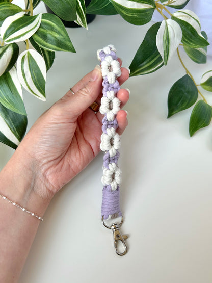 Flower Macrame Wristlet Keychain