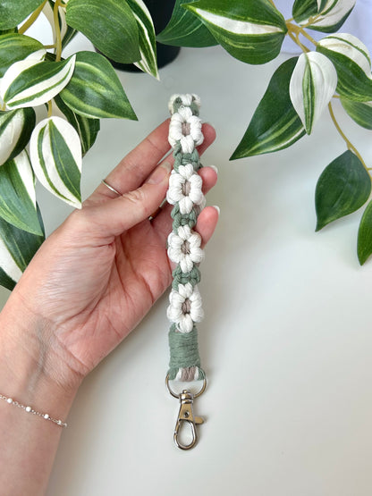 Flower Macrame Wristlet Keychain