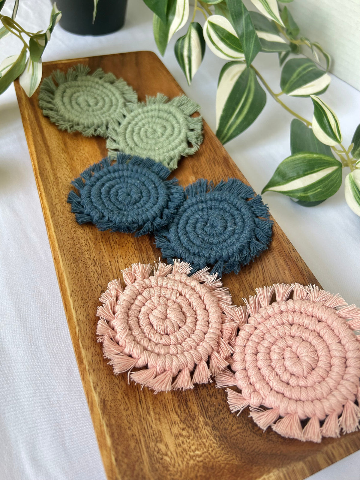 Macrame Car Coasters Set of 2