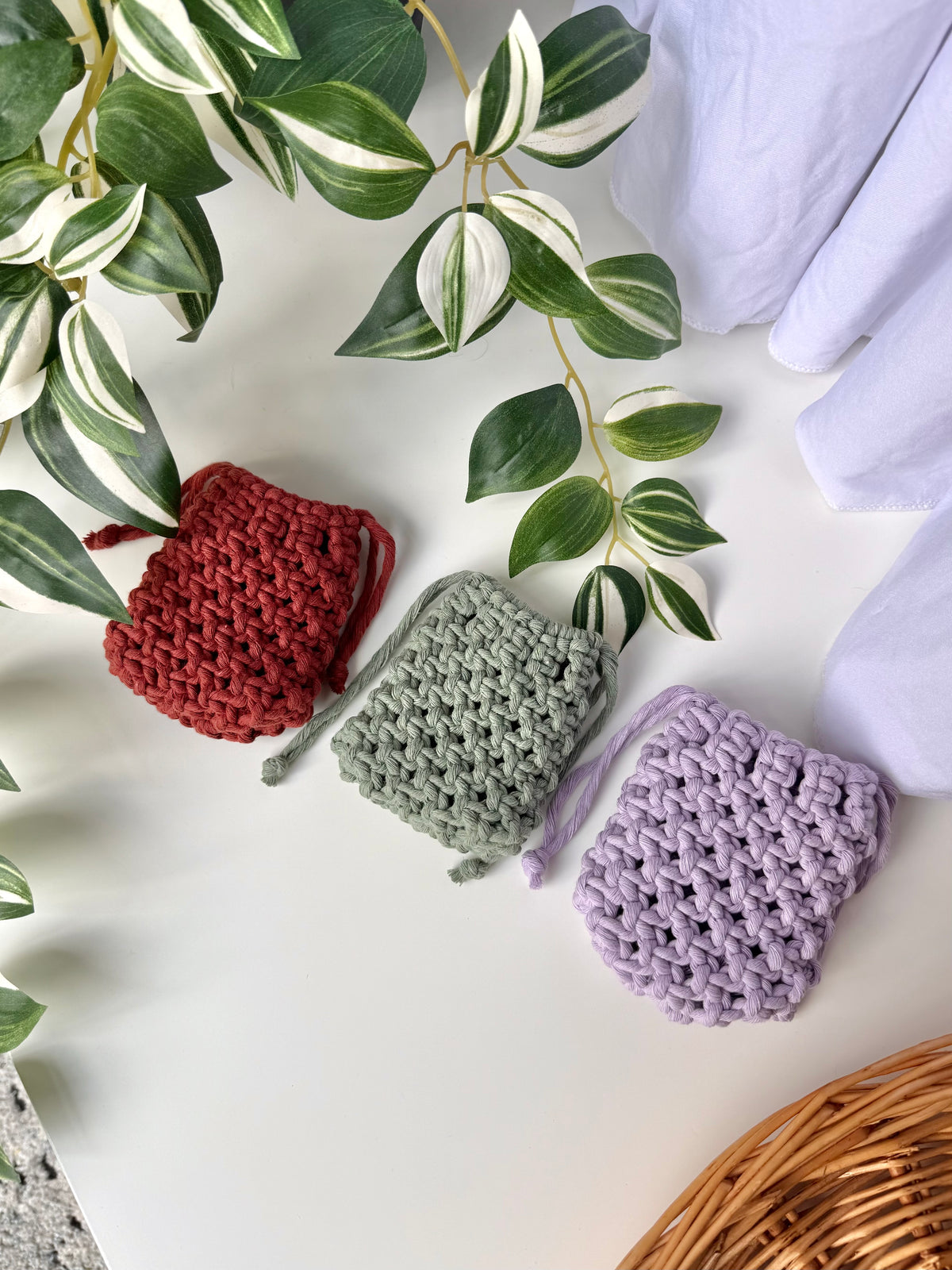 Mini Macrame Drawstring Pouch