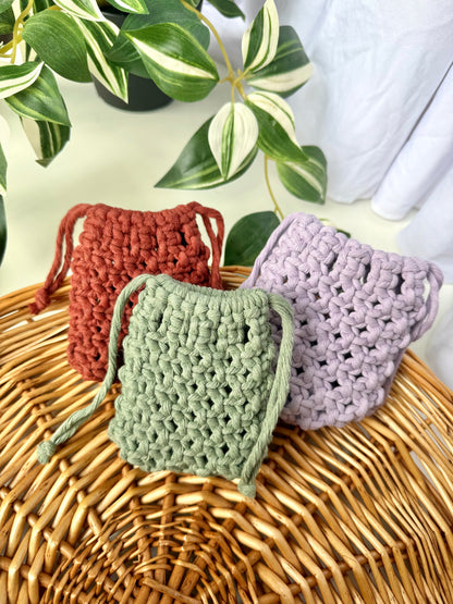 Mini Macrame Drawstring Pouch