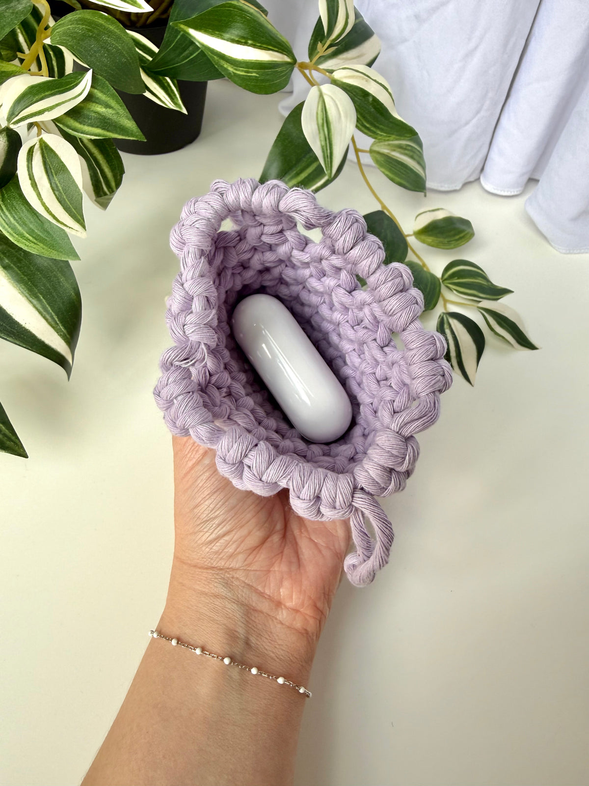 Mini Macrame Drawstring Pouch