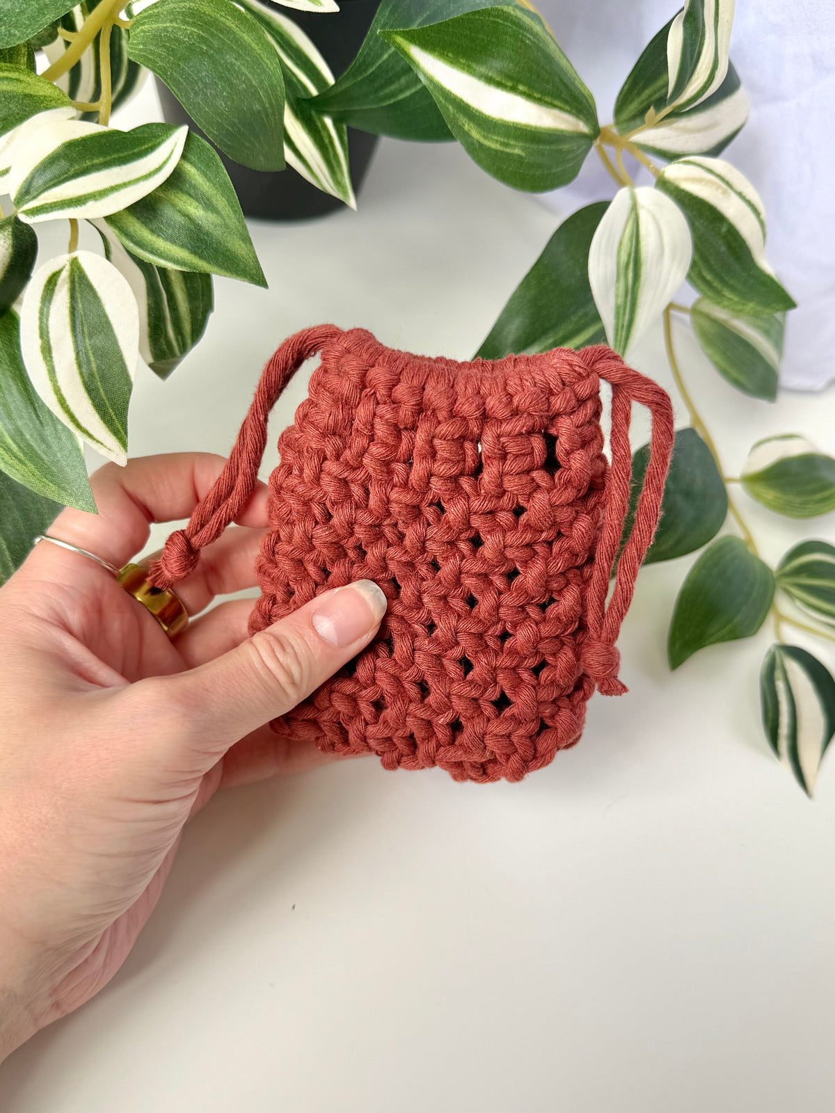 Mini Macrame Drawstring Pouch