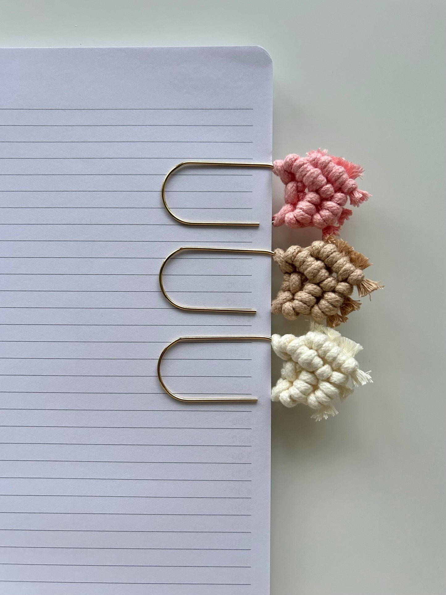 Macrame Paperclip Bookmark – Handmade Cotton Boho Book Lover Gift