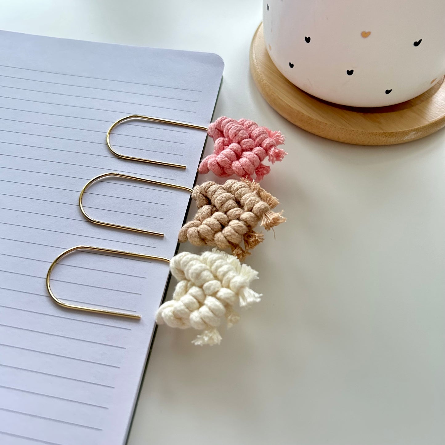 Macrame Paperclip Bookmark – Handmade Cotton Boho Book Lover Gift