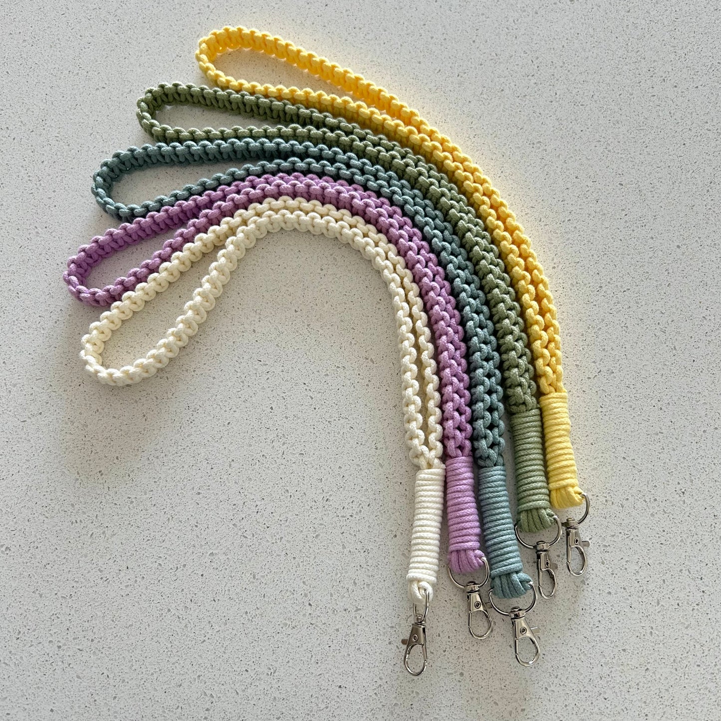 Macrame Lanyard Keychain – Handmade Cotton Boho Badge Holder & Key Ring