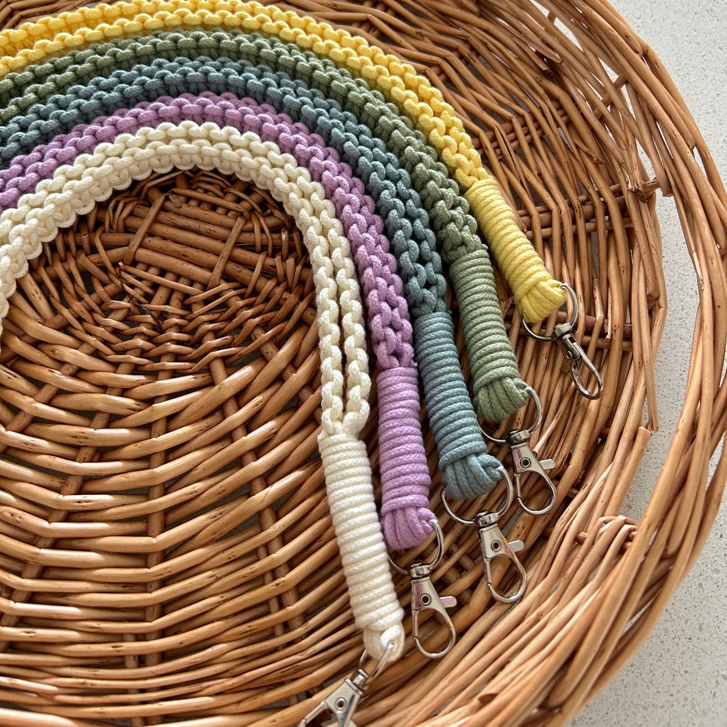 Macrame Lanyard Keychain – Handmade Cotton Boho Badge Holder & Key Ring