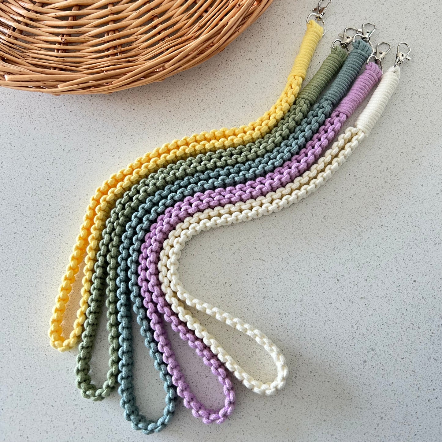 Macrame Lanyard Keychain – Handmade Cotton Boho Badge Holder & Key Ring