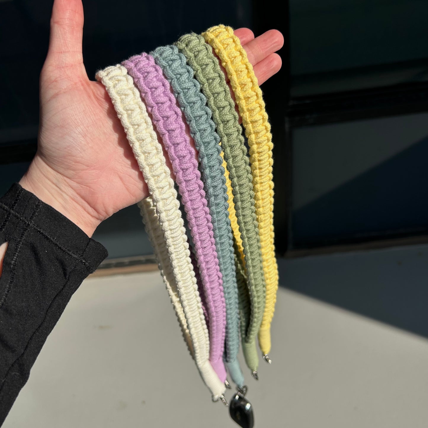 Macrame Lanyard Keychain – Handmade Cotton Boho Badge Holder & Key Ring