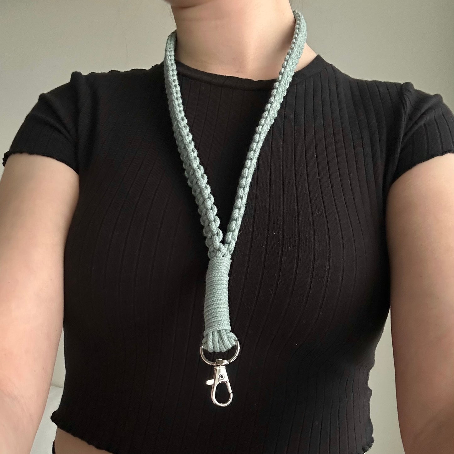 Macrame Lanyard Keychain – Handmade Cotton Boho Badge Holder & Key Ring