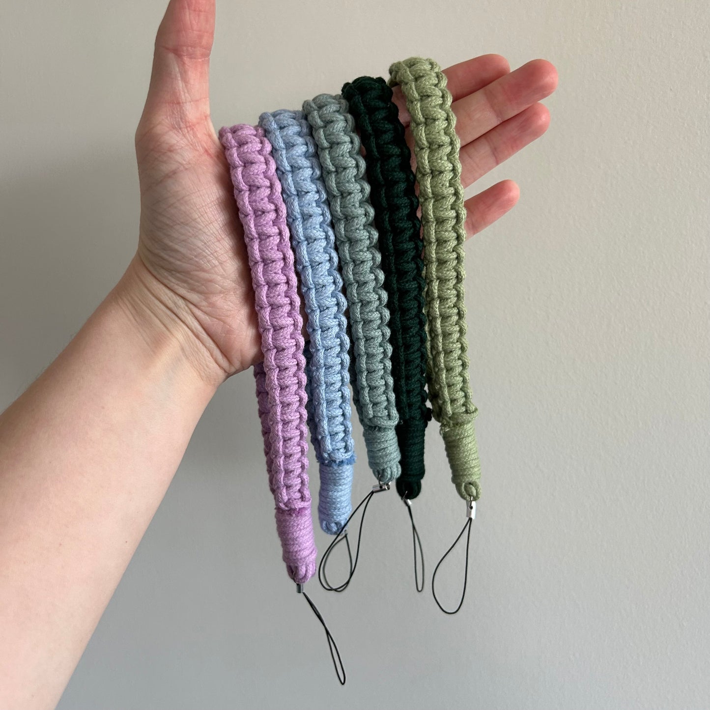 Macrame Phone Lanyard Wristlet - Handmade Cotton Boho Strap Keychain