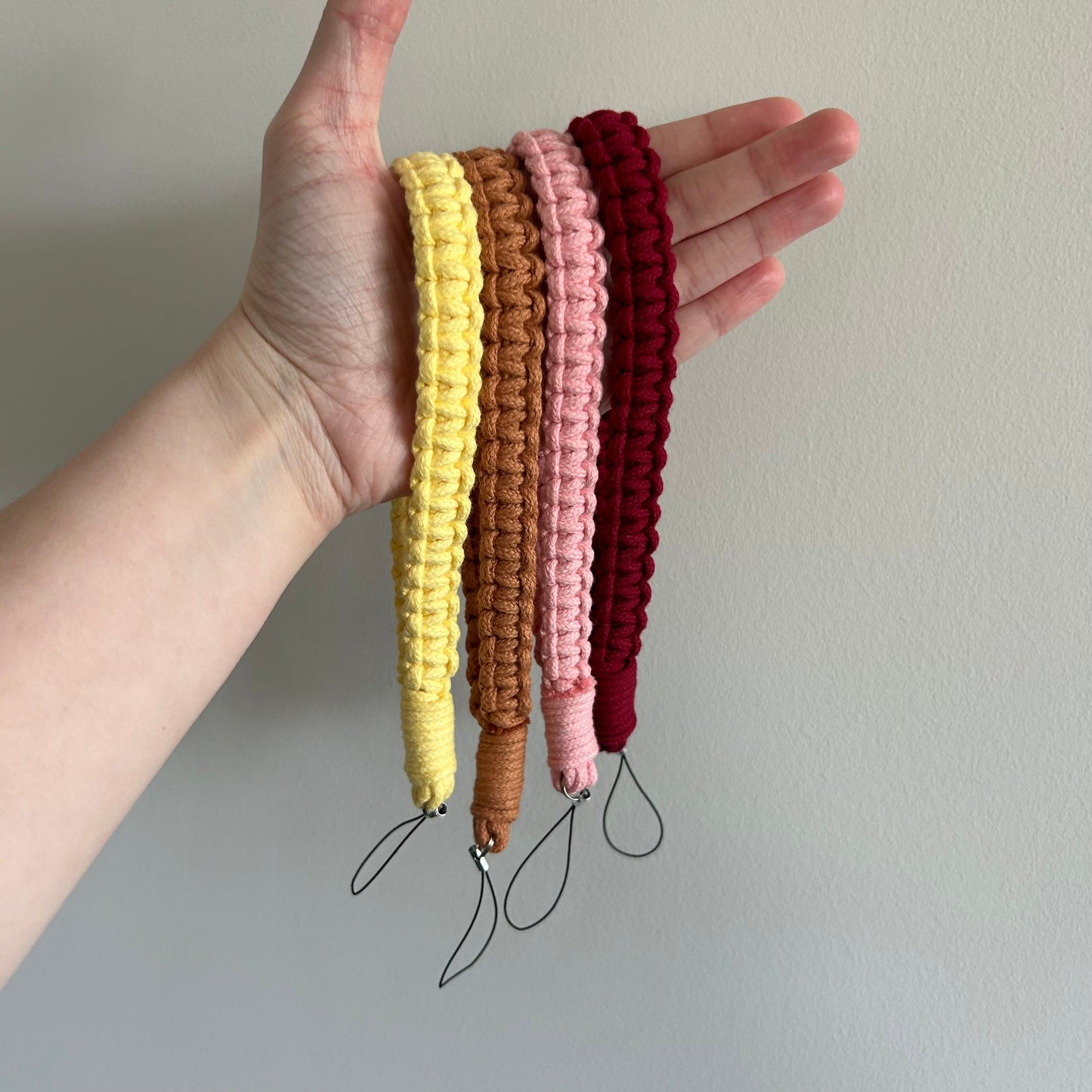 Macrame Phone Lanyard Wristlet - Handmade Cotton Boho Strap Keychain