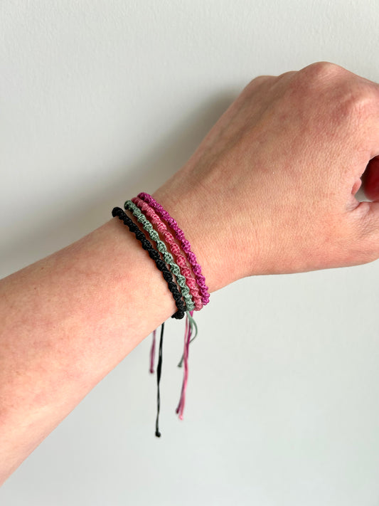 Twisted Macrame Friendship Bracelet – Adjustable Handmade Waxed Cord Boho Jewelry