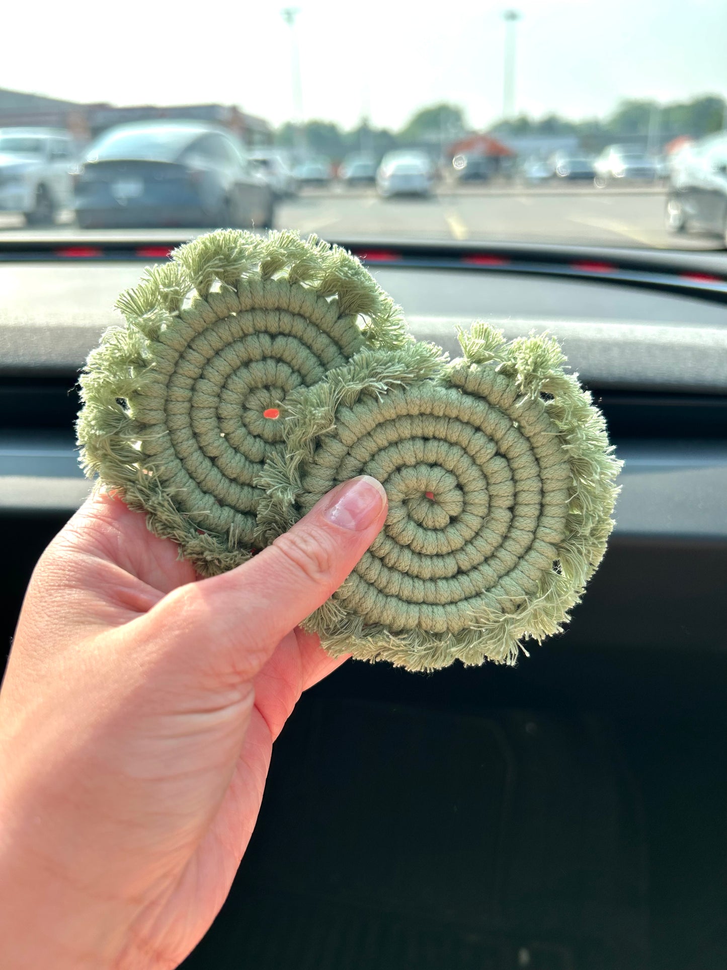Macrame Car Coasters Set of 2 - Handmade Absorbent Boho Car Cup Holder Coaster Gift