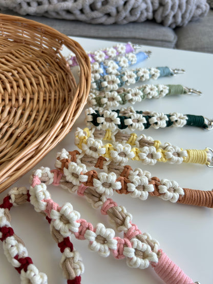 Flower Macrame Wristlet Keychain