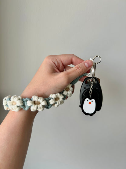 Flower Macrame Wristlet Keychain