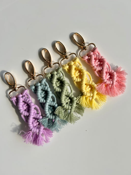 Mini Macrame Keychain – Handmade Cotton Boho Bag Charm Gift