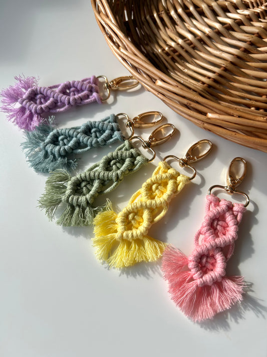 Mini Macrame Keychain – Handmade Cotton Boho Bag Charm Gift