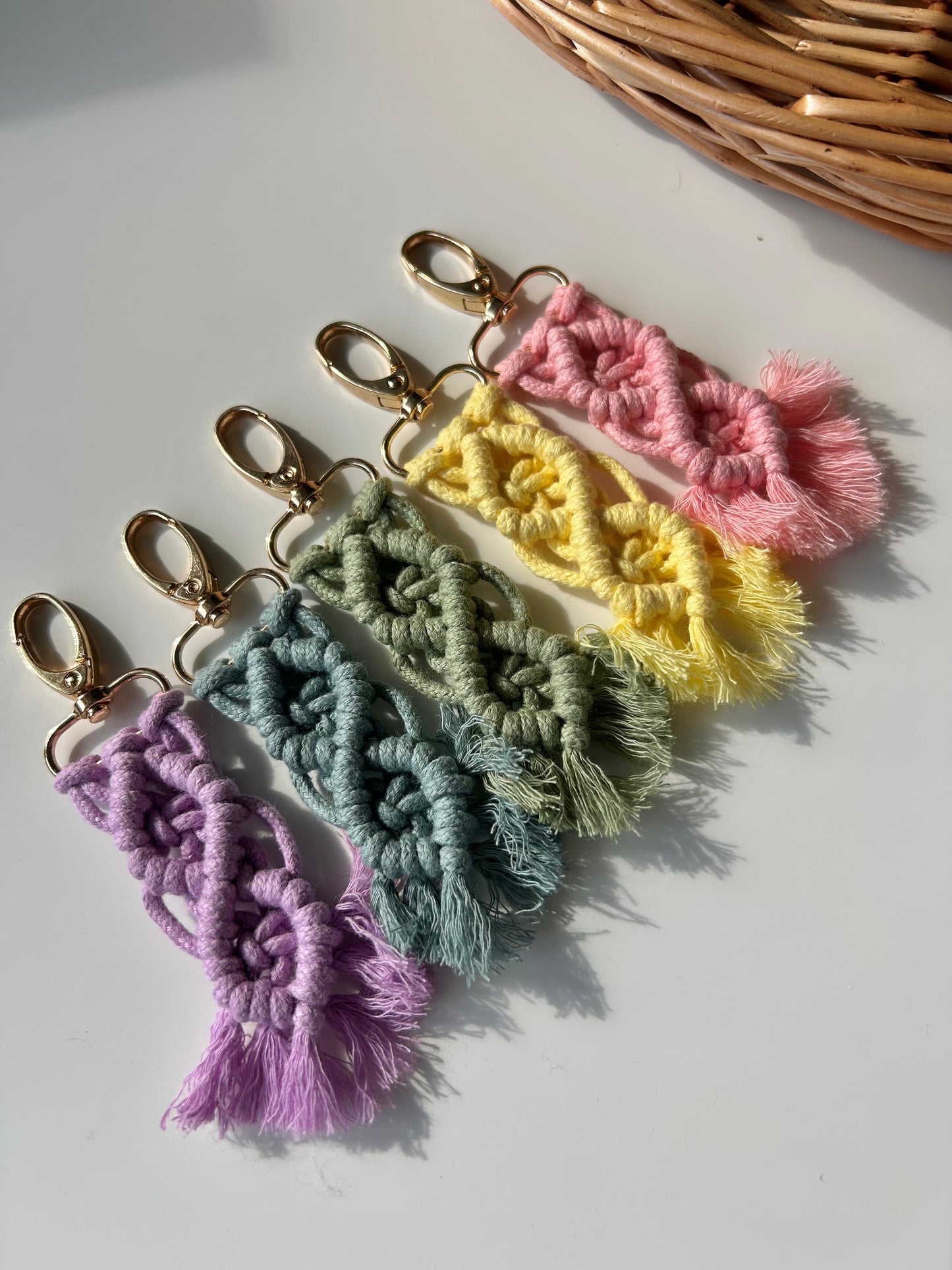 Mini Macrame Keychain – Handmade Cotton Boho Bag Charm Gift