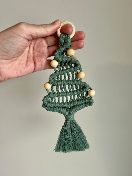Handmade Macrame Christmas Tree Ornament - Boho Wall Hanging Holiday Decor