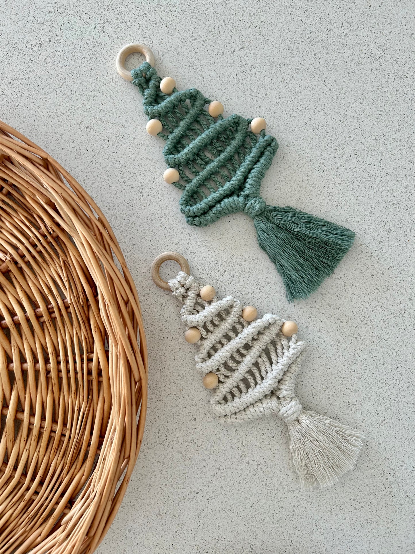 Handmade Macrame Christmas Tree Ornament - Boho Wall Hanging Holiday Decor