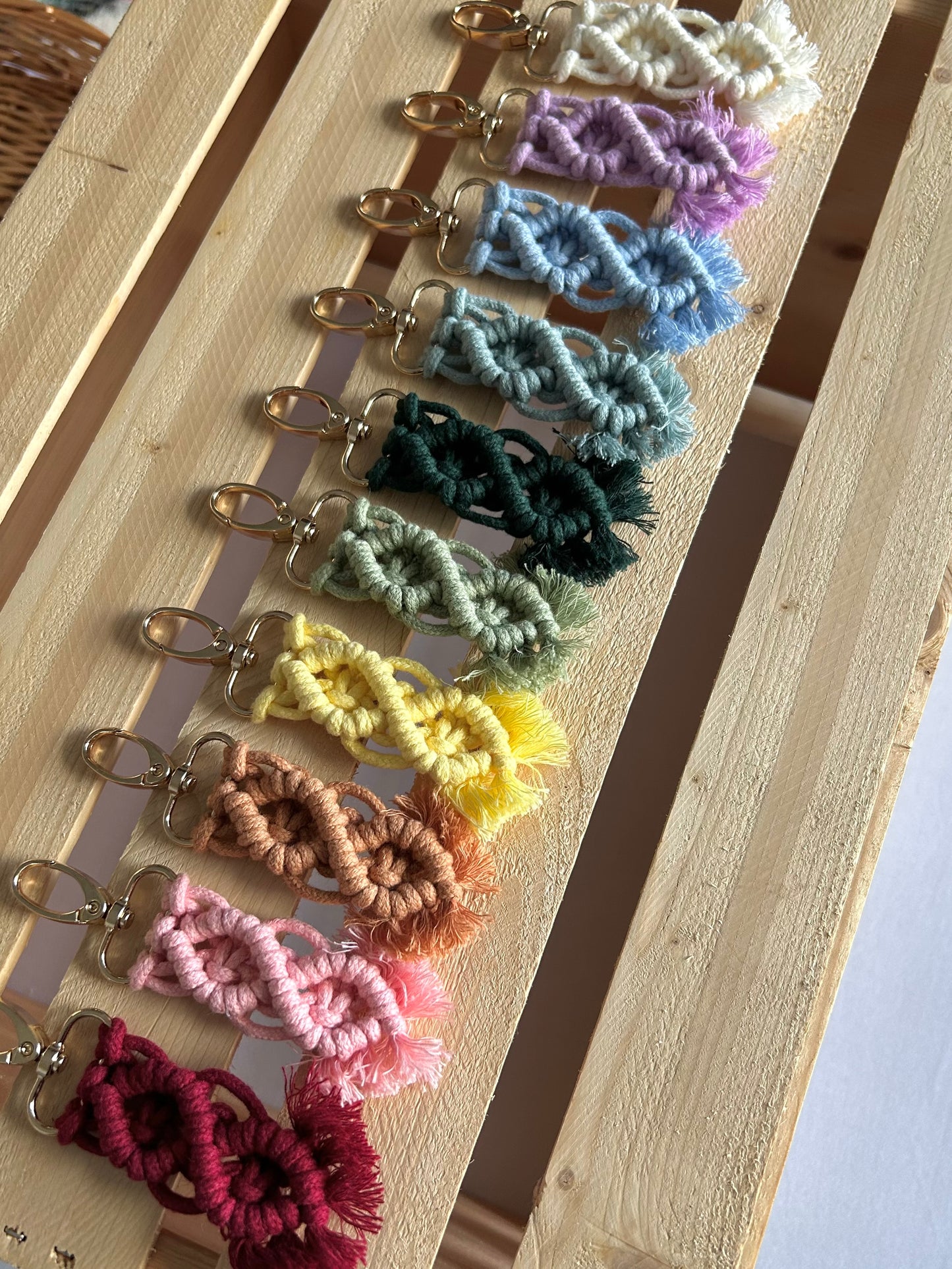 Mini Macrame Keychain – Handmade Cotton Boho Bag Charm Gift