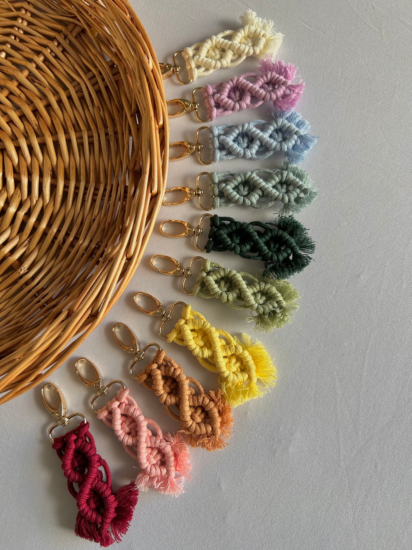 Mini Macrame Keychain – Handmade Cotton Boho Bag Charm Gift