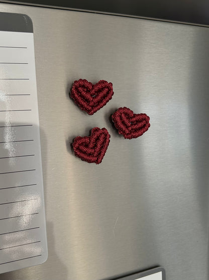 Macrame Heart Fridge Magnets - Handmade Magnet Set for Home Decor Set of 3