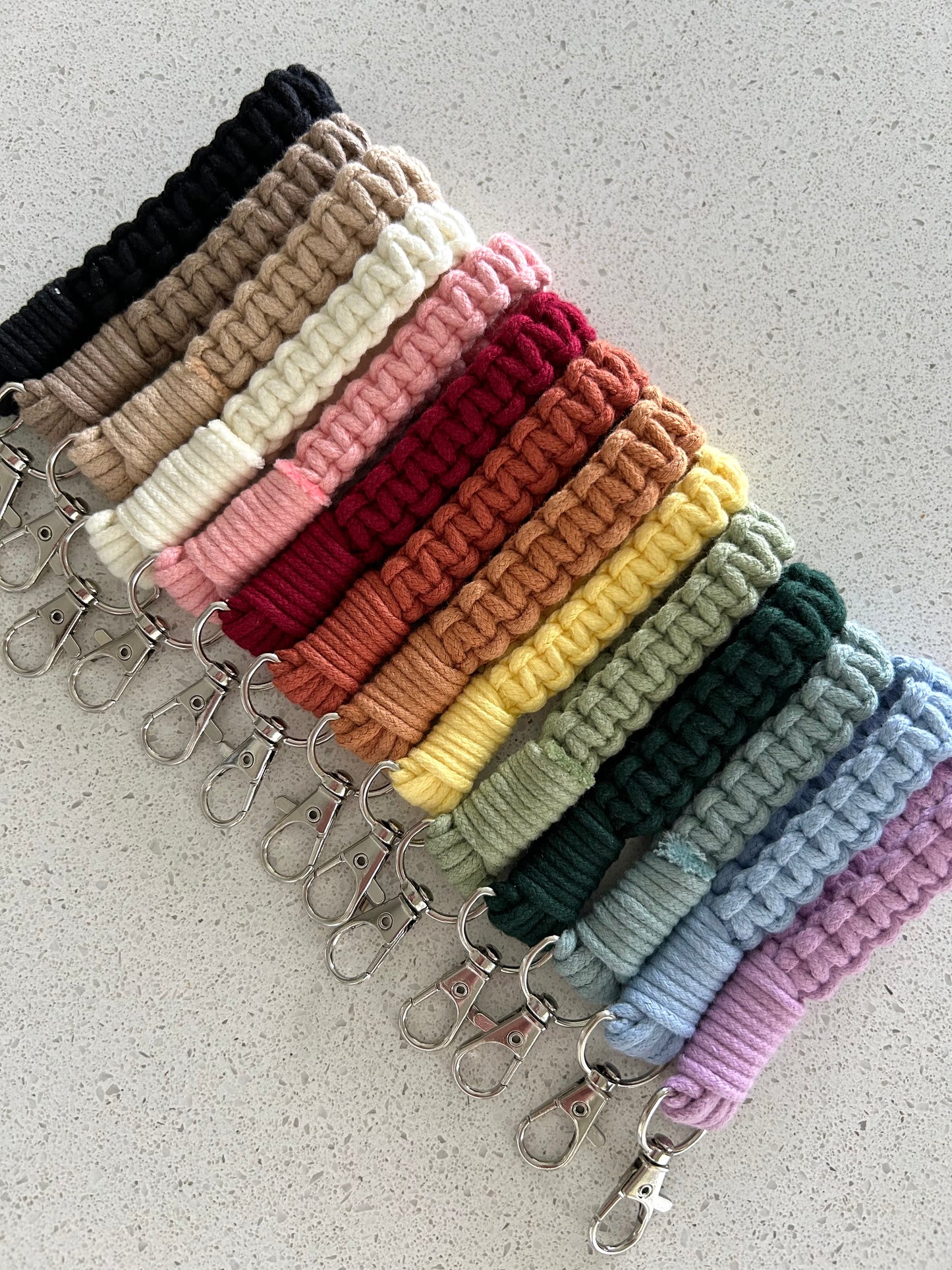 Macrame Finger Loop Keychain – Handmade Cotton Boho Wristlet Key Ring