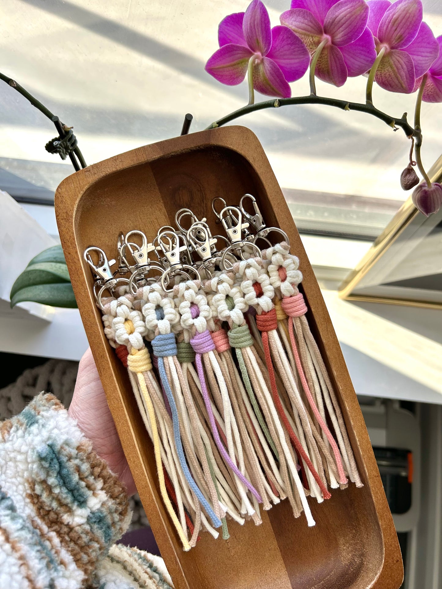 Macrame Flower Keychain