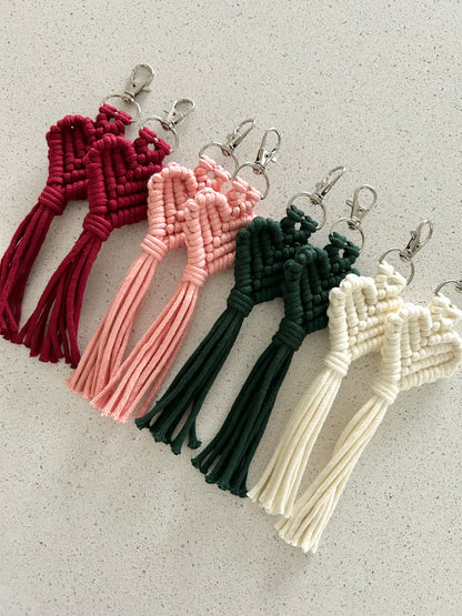 Macrame Heart Keychain