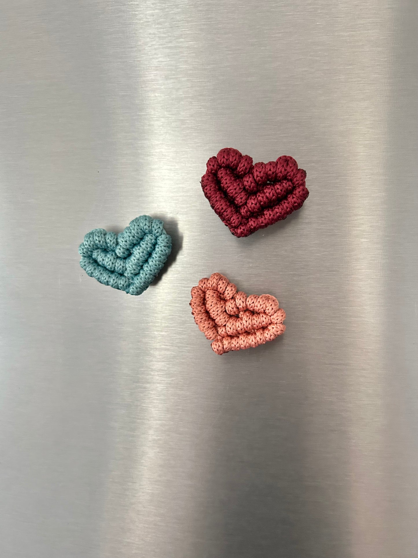 Macrame Heart Fridge Magnets Set of 2