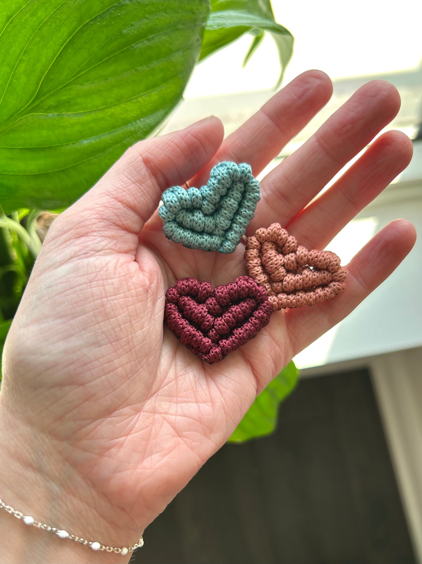 Macrame Heart Fridge Magnets Set of 2
