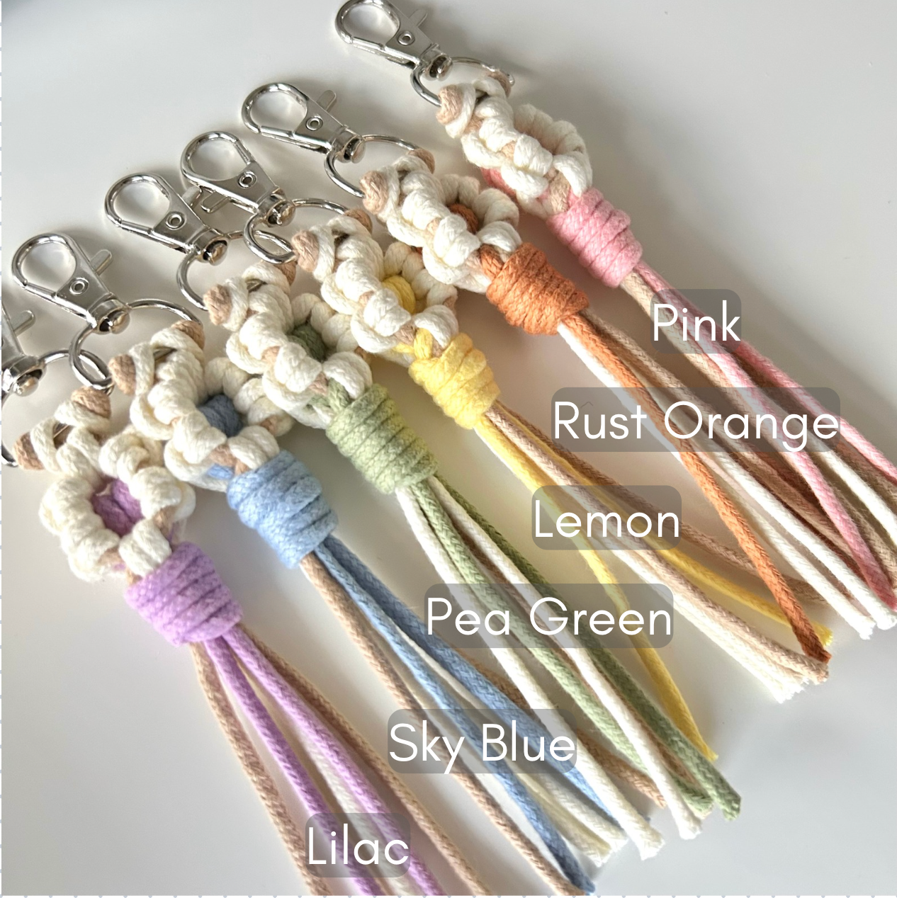 Macrame Flower Keychain – Handmade Cotton Boho Key Ring Gift for Women