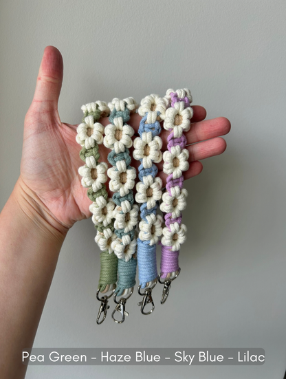 Flower Macrame Wristlet Keychain