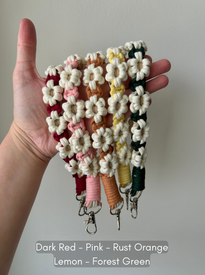 Flower Macrame Wristlet Keychain